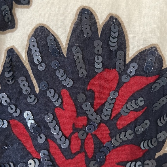 J. Crew sequin tank navy, burgundy, cream sleeveless. Button front. Dressy - Picture 5 of 10